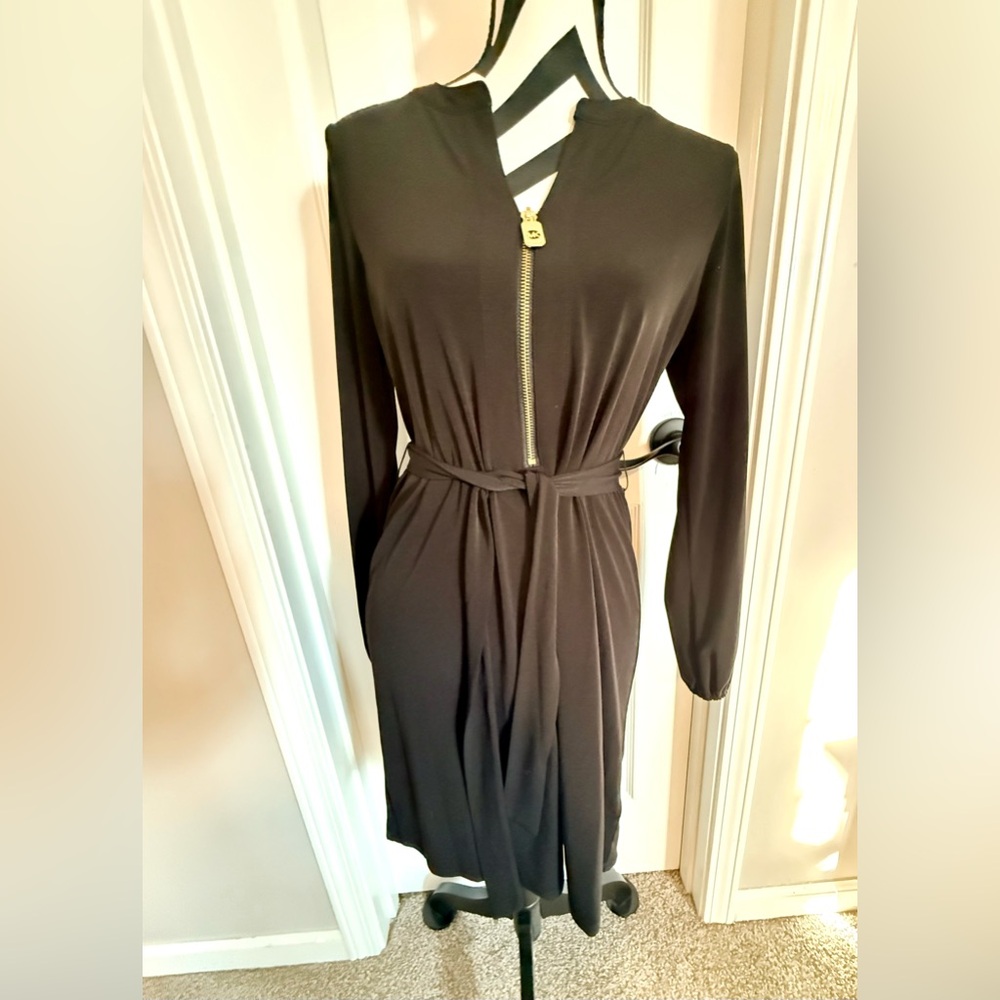 Michael Kors Black Long Sleeve Dress with Gold Zipper